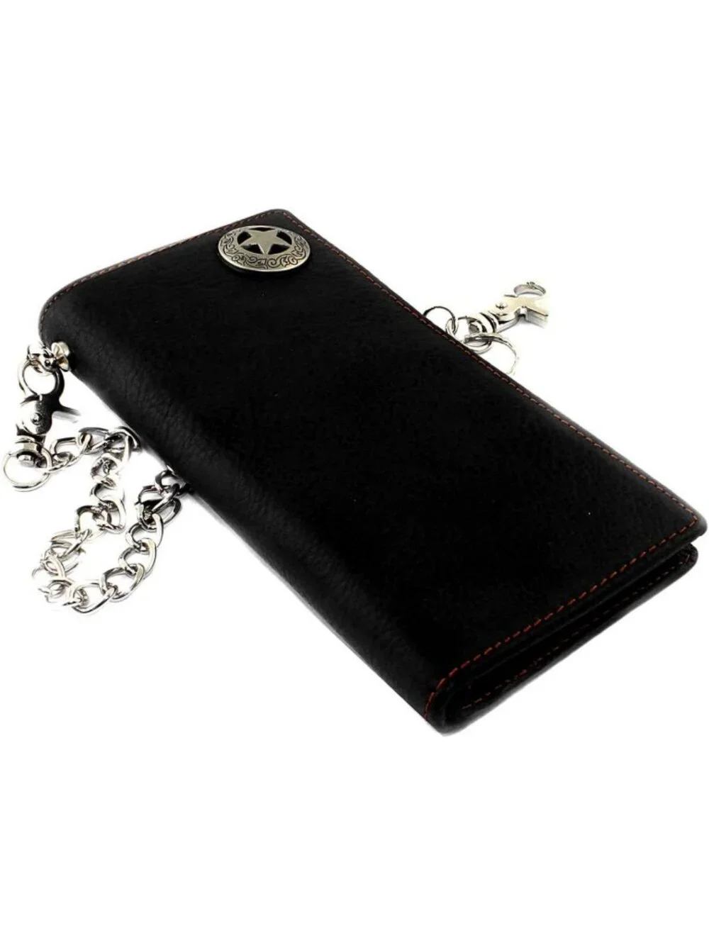 Biker Rock Star Concho Men's Leather Wallet with Chain - Stylish Card Holder